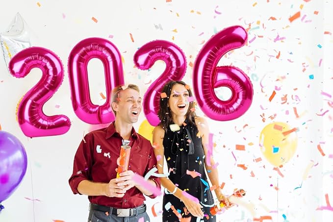 Hot Pink 2026 Number Balloon, Number Balloons 40 Inch, 2026 Balloon Number Birthday Decorations, Birthday Party Supplies