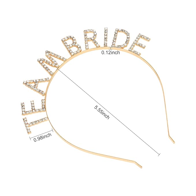 Gold Team Bride Headband Bachelorette Party Decorations Rhinestone Bridesmaid Headbands for Bridal Shower, Bachelorette Party, Wedding