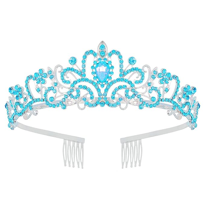 Tiara Crown for Women, Headband Hair Accessories for Birthday Wedding Party Costume Blue