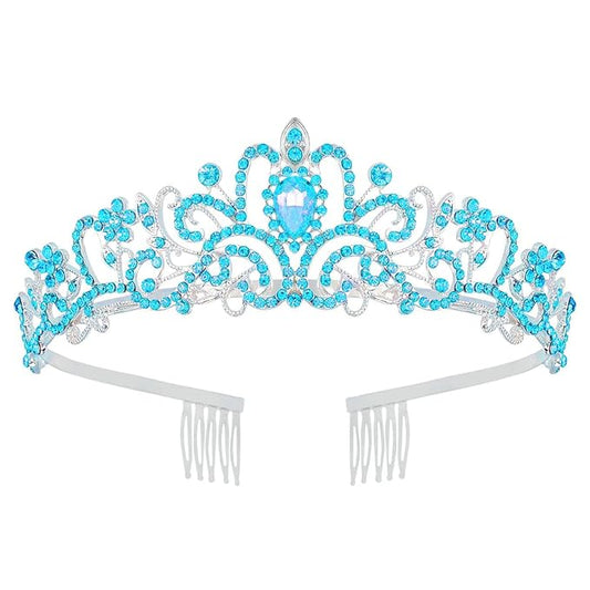 Tiara Crown for Women, Headband Hair Accessories for Birthday Wedding Party Costume Blue