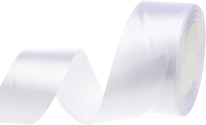 ATRBB 25 Yards 1-1/2 inch Wide Satin Ribbon Perfect for Wedding,Handmade Bows and Gift Wrapping(White)