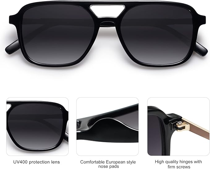 SOJOS Retro Aviator Sunglasses for Women Men,Trendy Rectangle Womens Mens Shades Sun Glasses SJ2202