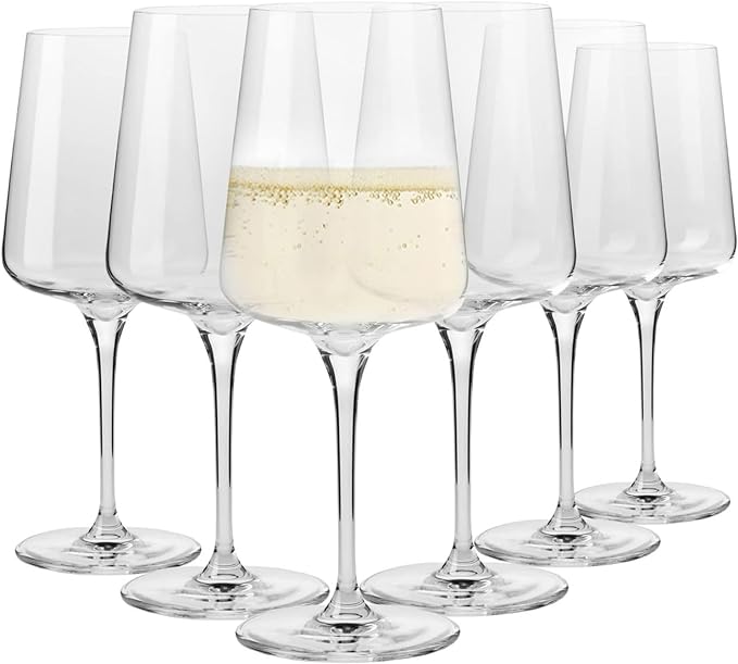 Krosno White and Sparkling Wine Glasses, 6 piece set, 13.52 oz, Infinity Collection, Elegant, Crystal Glass, Lead-free Glass, Dishwasher Safe, Made in Europe