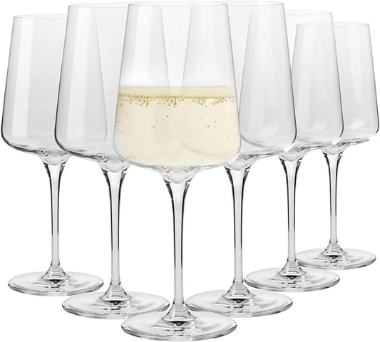 Krosno White and Sparkling Wine Glasses, 6 piece set, 13.52 oz, Infinity Collection, Elegant, Crystal Glass, Lead-free Glass, Dishwasher Safe, Made in Europe