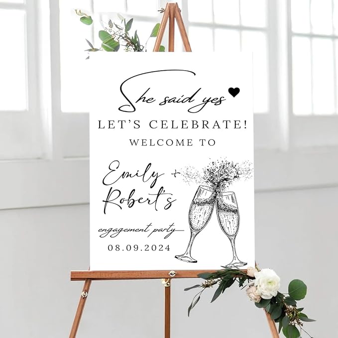 Personalized Engagement Welcome Sign, Engagement Party Sign, Engagement Decor, Engagement Decorations, Engagement Sign, Engaged Sign, Engaged Welcome Sign UNIPROSIGNS #11, Version-11
