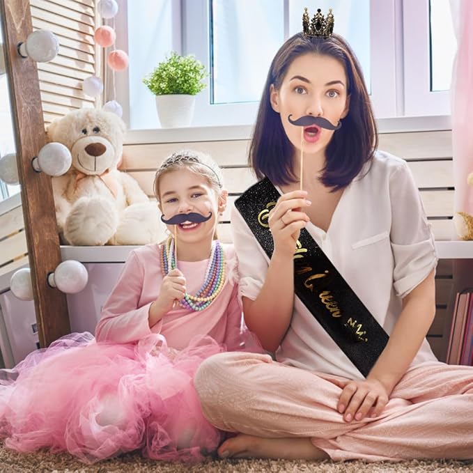 Birthday Queen Sash for Women Tiara & Crowns Headbands for Girls Happy Birthday Party Accessories Favor Supllies Leona Gold Black Pink, 2 Pack