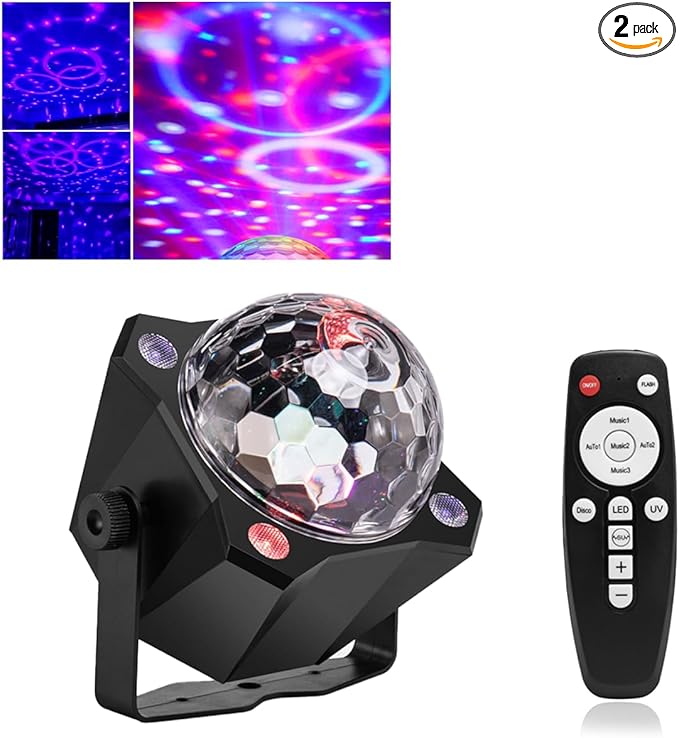 Disco Ball Party Lights, Dj Disco Light Sound Activated LED Light for Halloween Christmas Birthday Decor Classroom Room Family Party Decor