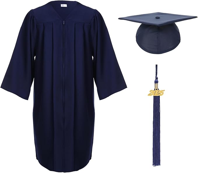 Unisex Adult Matte Graduation Cap and Gown Tassel Set