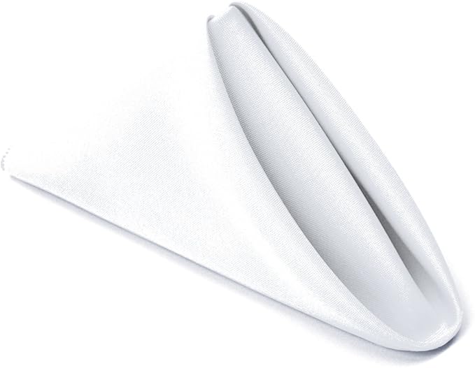 TableLinensforLess 17x17 Inch Polyester Cloth Napkins, Set of 6 (White)