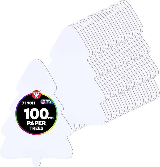 Hygloss Tree Shape Paper Cut-Outs for Arts & Crafts-Many Creative Uses-Christmas & Holiday Activities- White -7 Inches-100 Pcs