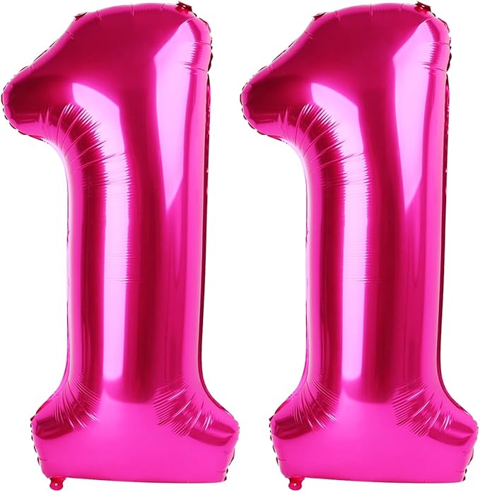 Hot Pink Number 11 Balloon 40 inch, Number 11 Birthday Balloon for Boy Girl, Hot Pink Foil 11 for 11 Birthday Party, Anniversary Celebration Number Decorations