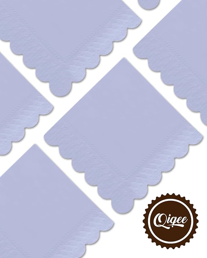 qiqee Jade Vine Purple Cocktail Dinner Napkins 5x5inch Disposable Beverage,Wedding, Birthday Party Dessert Wave Paper Napkins(120 Count)