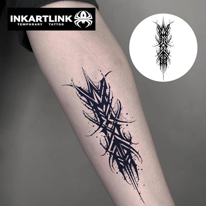 INKARTLINK Semi Permanent Tattoo, Temporary Tattoo, Beautiful and Realistic Design, Fun Tattoo Experience, Cruelty-free, Non-reflective, Waterproof (Demon Ink)