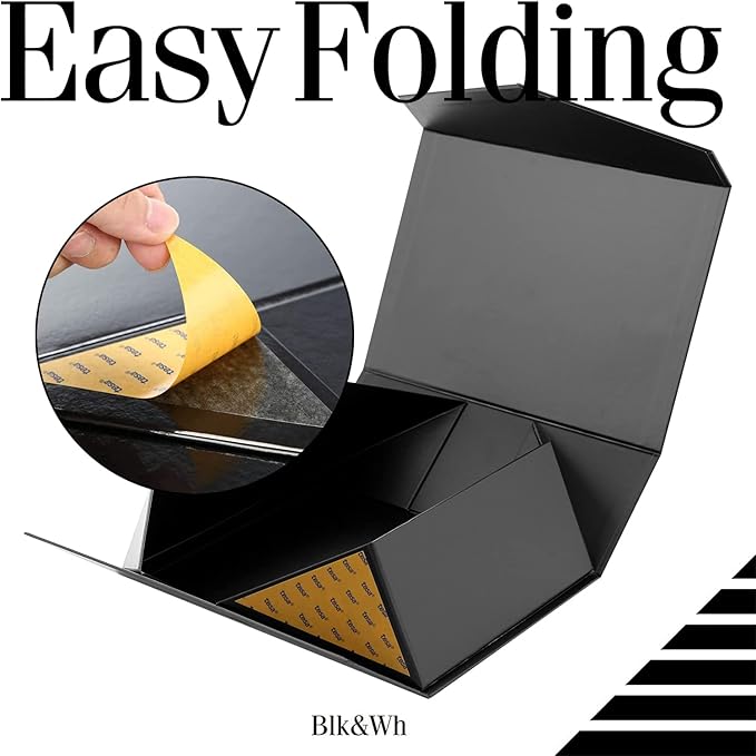 BLK&WH 6 Gift Boxes 10.5x7.7x3.8 Inches, Gift Boxes with Lids, Black Gift Boxes, Groomsmen Boxes, Collapsible Gift Boxes with Magnetic Lids (Matte Black)