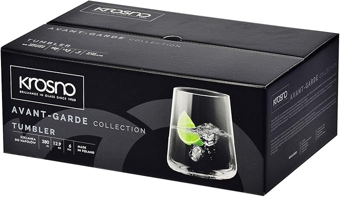 Krosno Glasses Set | 6x Tall Water Juice Drinking Glasses 18.3 oz + 6x Water Juice Drinking Glasses 12.9 oz | Avant-Garde Collection | Crystal Glass | Dishwasher Safe