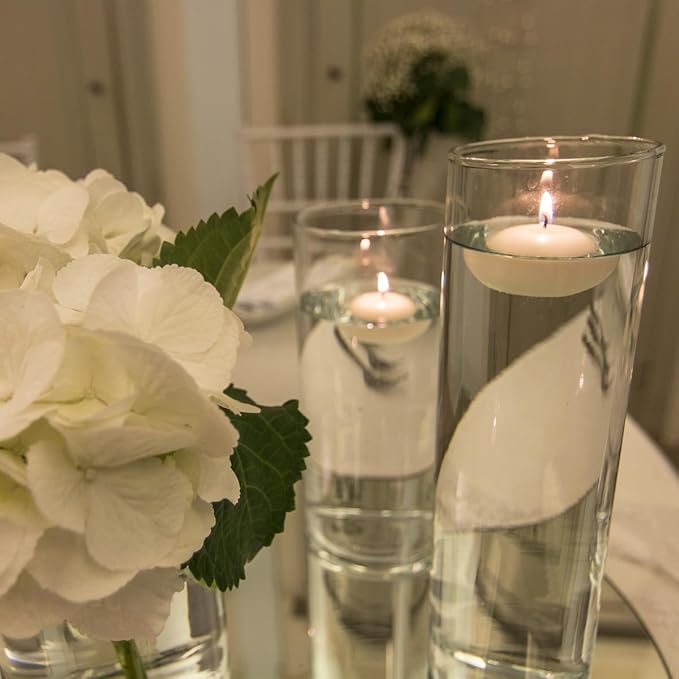 24 Pack White Floating Candles-2 inch-Long Lasting Burning time,Unscented White Candle for Weddings,Holidays,and Home Decor,Creating a Warm Atmosphere