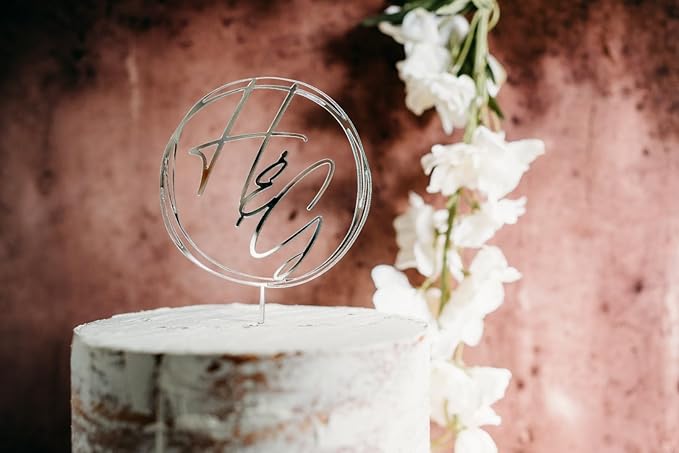 Custom Cursive Wedding Personalized Acrylic and Wood Cake Topper, Modern Handwriting, Cake Topper, Birthday Topper, Rustic Elegant Cake Toppers