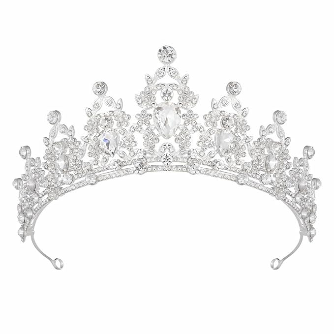 Tiara Crown for Women, Headband Hair Accessories for Birthday Wedding Party Costume Silver