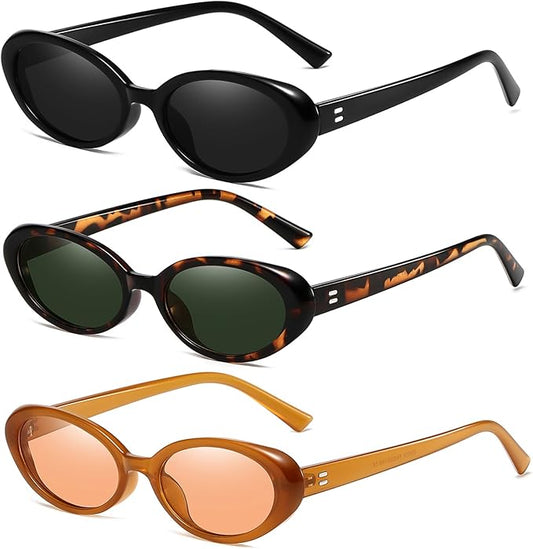 Retro Oval Sunglasses for Women Men Fashion Small Oval Sunglasses 90s Vintage Shades