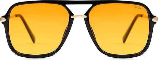 SOJOS Sunglasses for Women & Men, Square, Retro, Polarized Lens, Trendy Aviator, 90s Shades
