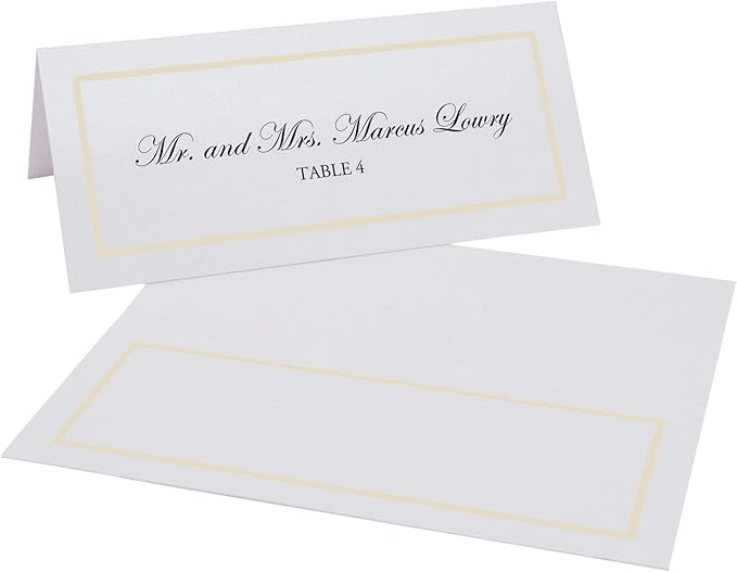 Single Line Border Printable Place Cards, Ivory (Choose Color), Set of 60 (10 Sheets), Laser & Inkjet Printers - Wedding, Party, Dinner, and Special Events - Made in the USA