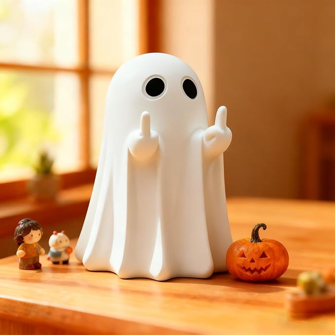 Halloween Ghost Figurine, Spooky Statue, Cute Resin Ghost, Halloween Shelf Decor, Home, Party and Coffee Table Decor