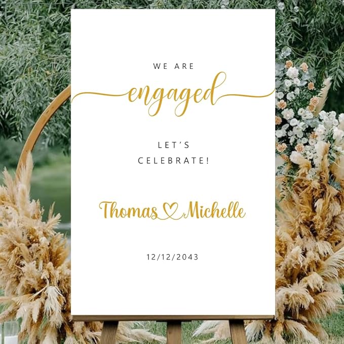 Personalized Engagement Welcome Sign – Minimalist Engagement Party Yard Sign – We’re Engaged Signs – Engagement Party Decorations for Couple - She Said Yes! (Version 16)