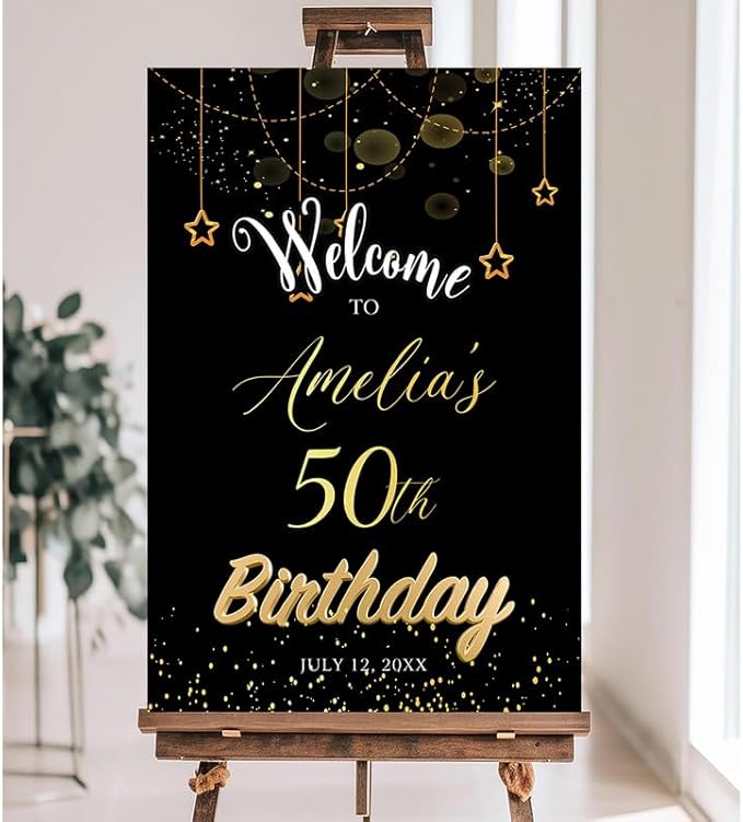 Personalized Sign for 50th Birthday Party - Decorations Celebration Sign, Happy Birthday Any Age Board, Minimalist Party Signs#9