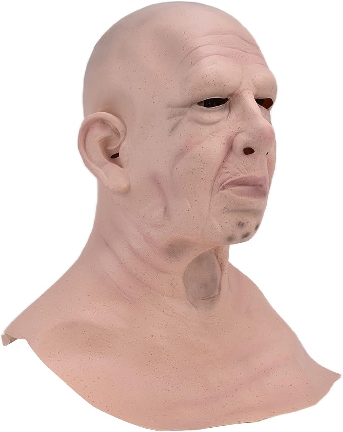 Realistic Bald Head Man Latex Human Face Funny Scary Halloween Costume Cosplay Props for Halloween Parties and Haunted Houses Suitable for Adults and Teens Over 14 Years Ol
