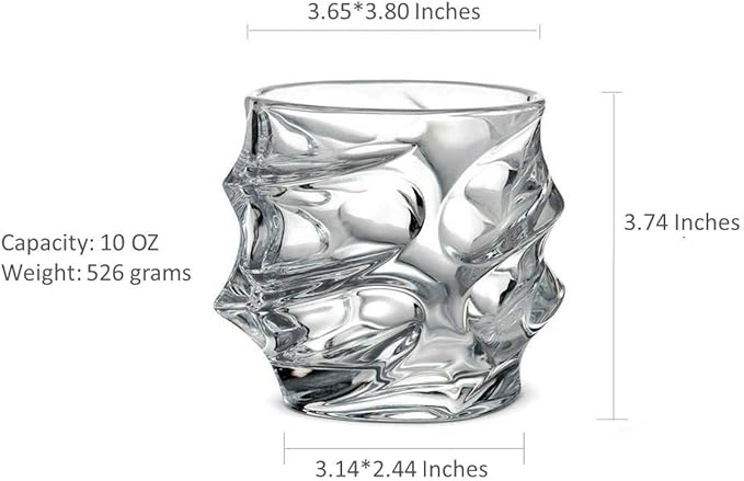 Premium Crystal Whiskey Glasses Set of 6 Large Lead-Free Crystal Glass Tasting Cups Scotch Glasses Tumblers for Drinking Irish Whisky Bourbon Tequila (Iceberg, 6 * 10 oz)