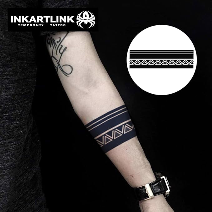 INKARTLINK semi-permanent temporary tattoos, realistic arm tattoos, waterproof and non-reflective, exquisite packaging, unique design (Armband 1)