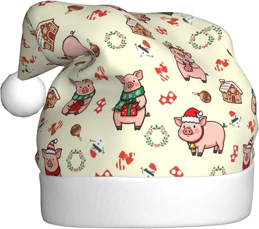 Christmas Santa Hat for Adults,Holiday Unisex Xmas Hat for New Year Party Headwear