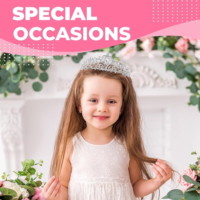 Birthday Tiara and Crown with Sash for Women, Hair Accessories for Wedding Party Costume (C- Silver)