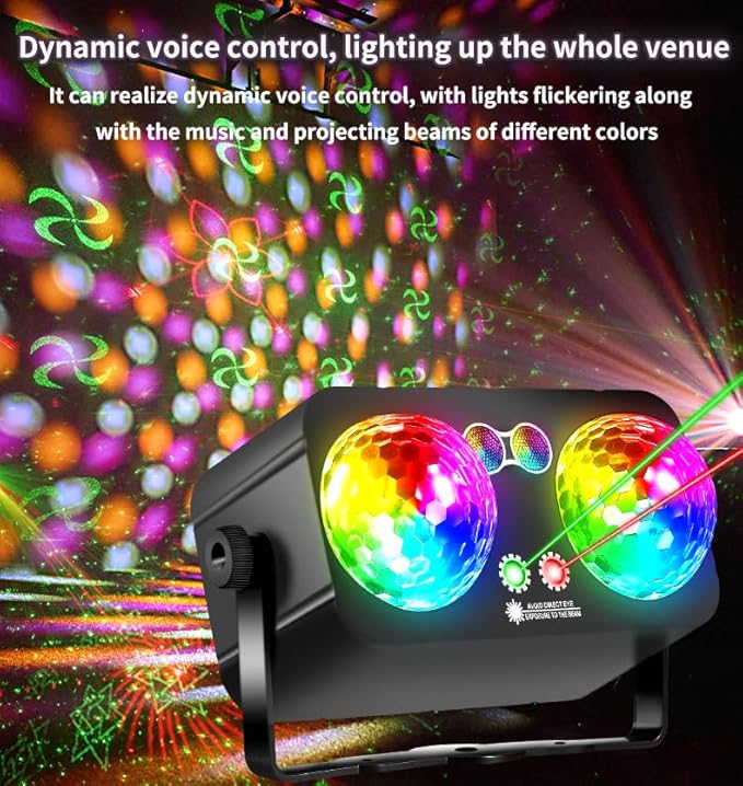 Disco Ball Disco Light, Disco Ball Decor Party Lights Strobe DJ Lights for Party with Dual Disco Balls Sound Activated with Remote Control for Christams Halloween KTV Club Party