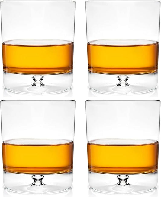 Ravenscroft Crystal | Set of 4 European Taylor Double Old Fashioned Glasses | 11 Fluid Ounces | 100% Lead-Free Crystalline | Dishwasher Safe | Gift Idea