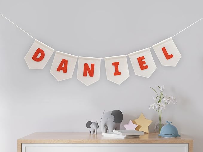 Personalized Premium Handmade Name Felt Bunting Banner for Nursery, Playroom, Special Occasion, Charming Wall Decoration, Customizable Choice of Colors and Letters, Meticulously Sewn