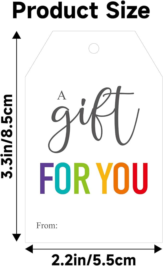 G2PLUS 50Pcs A Gift for You Tags - 3.3x2.2 in White Paper Name Tags with String, Gift Wrapping Hangtag for Wedding Baby Shower Birthday Christmas