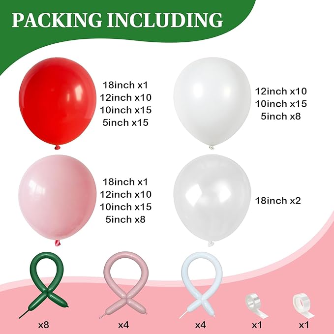 Cherry Balloons Arch Red and Pink Balloons Garland for Girls Birthday Berry Sweet Decorations Summer Fruit Party Coquette Bow Light Pink Red White Clear Latex Balloon Bachelorette Baby Bridal Shower