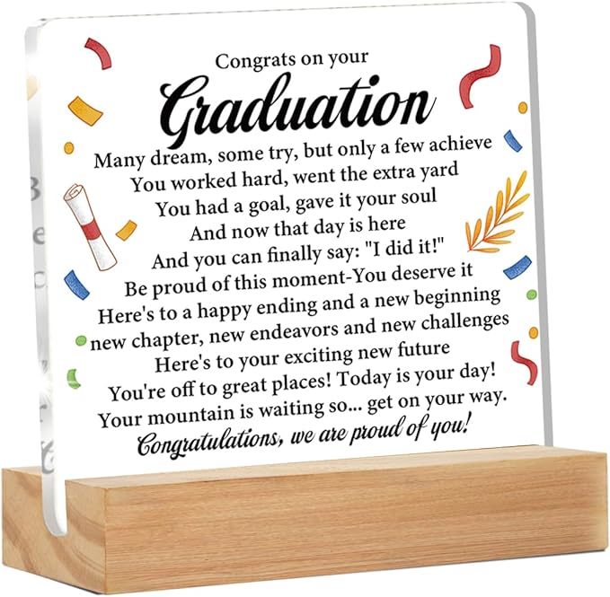 Graduation Gifts for Her Him Girls Boys Congratulations Gifts from Parents Grandparents Friends to College High School Master Graduates Acrylic Sign Decoration Gift 4 x 4 Inches