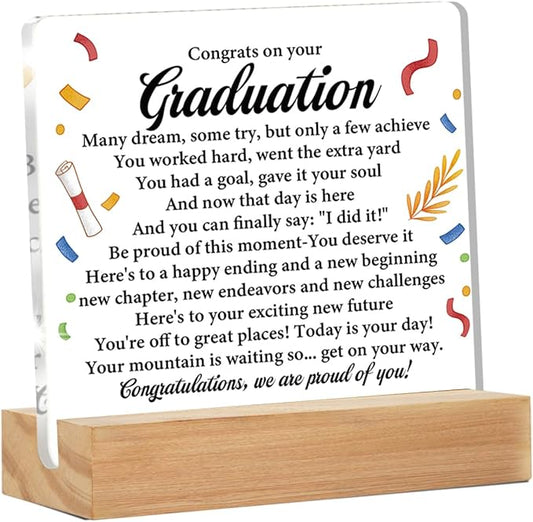 Graduation Gifts for Her Him Girls Boys Congratulations Gifts from Parents Grandparents Friends to College High School Master Graduates Acrylic Sign Decoration Gift 4 x 4 Inches