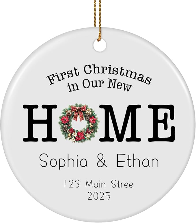 Personalized First Christmas in Our New Home Ornament 2025, Housewarming Gifts New House Photo Christmas Ornaments Christmas Tree Decoration, House Warming Gifts for Couples Owners Men Women
