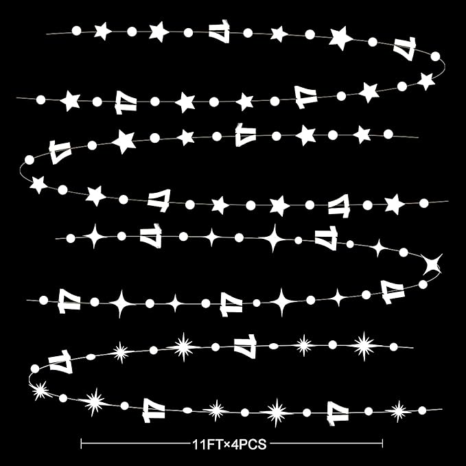 Silver 17th Birthday Decorations Number 17 Circle Dot Star Garland Streamer Banner Backdrop for Girls Boys Cheers to 17 Years Old Birthday 17 and Fabulous Happy 17th Anniversary Party Supplies