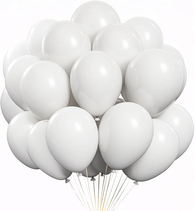 White Balloons 100 Pack, 12 Inch Matte White Latex Helium Garland for Weddings Birthdays Baby Showers Graduations Elegant Arch Party Decorations