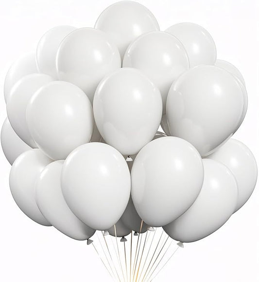 White Balloons 100 Pack, 12 Inch Matte White Latex Helium Garland for Weddings Birthdays Baby Showers Graduations Elegant Arch Party Decorations