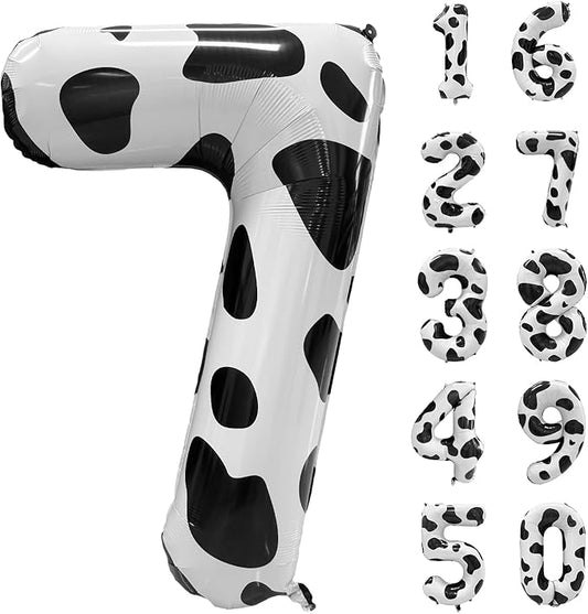 Cow Print Number Balloons, Large Foil Number 7 Balloon 40 Inch Cow Balloon for Boys Girls Birthday Decoration Cow Themed Birthday Party Decorations Farm Animal Party Supplies
