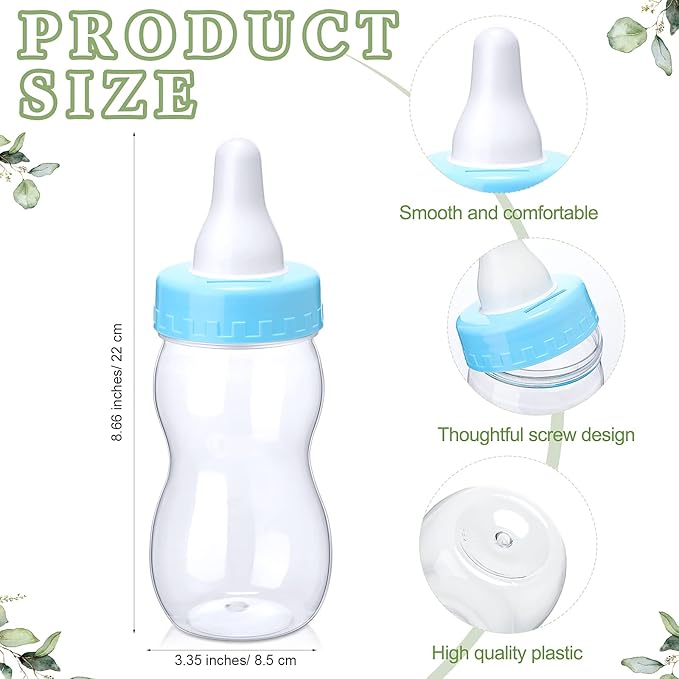 Roowest 512 Pcs Baby Shower Games Guess How Many Pacifiers Sign 100 Small Guessing Games 10 HB Pencils 750ml Milk Bottle 400 Acrylic Pacifiers Decoration for Guest Gender Reveal(Blue,Plant)