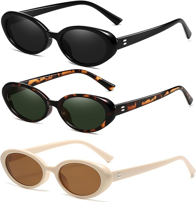 Retro Oval Sunglasses for Women Men Fashion Small Oval Sunglasses 90s Vintage Shades