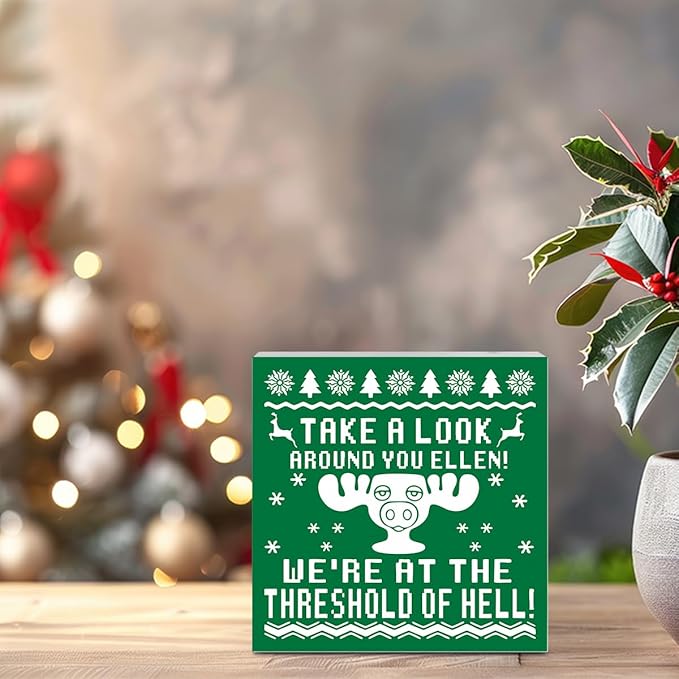 Christmas Vacation Story Decorations, Christmas Holiday Decor for Home Bathroom, Cute Xmas Vacation Decor for Office Table, Funny Xmas Holiday Story Movie Gifts 5 x 5 Inch