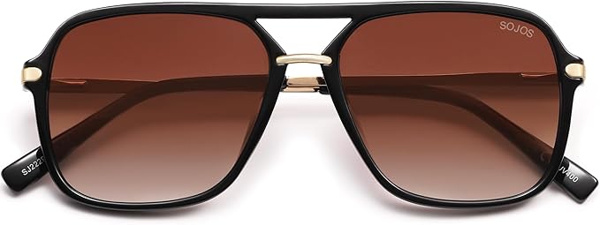 SOJOS Sunglasses for Women & Men, Square, Retro, Polarized Lens, Trendy Aviator, 90s Shades