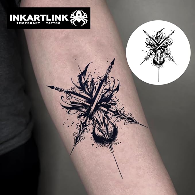 INKARTLINK Semi Permanent Tattoo, Temporary Tattoo, Beautiful and Realistic Design, Fun Tattoo Experience, Cruelty-free, Non-reflective, Waterproof (Ink Art 2)
